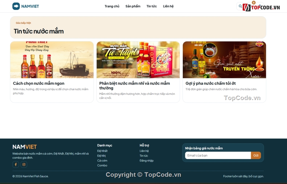 website,web bán nước mắm,website bán nước mắm